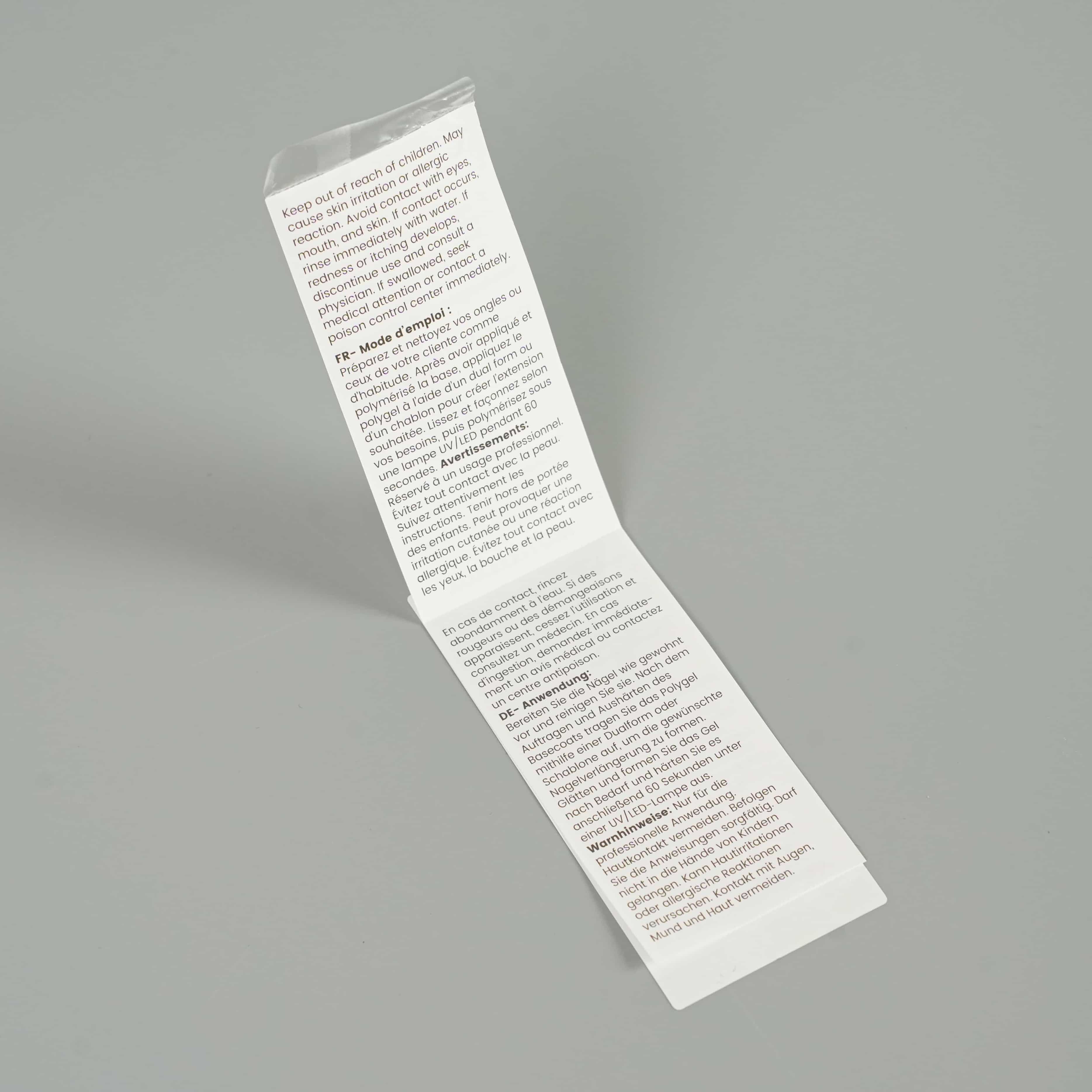 Flip-Page Instruction Label